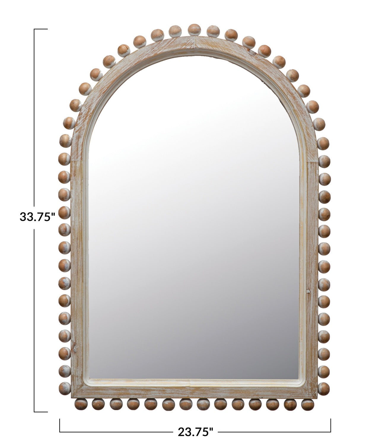 Wood Ball Framed Arched Wall Mirror