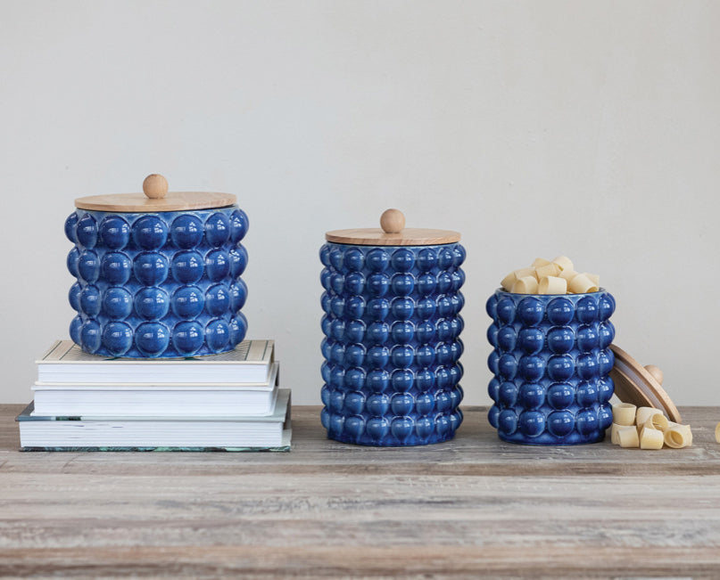 Stoneware Hobnail Canister