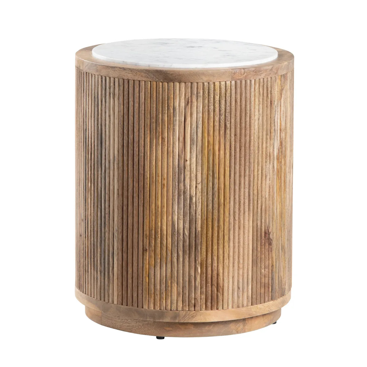 Reeded End Table with Marble Top