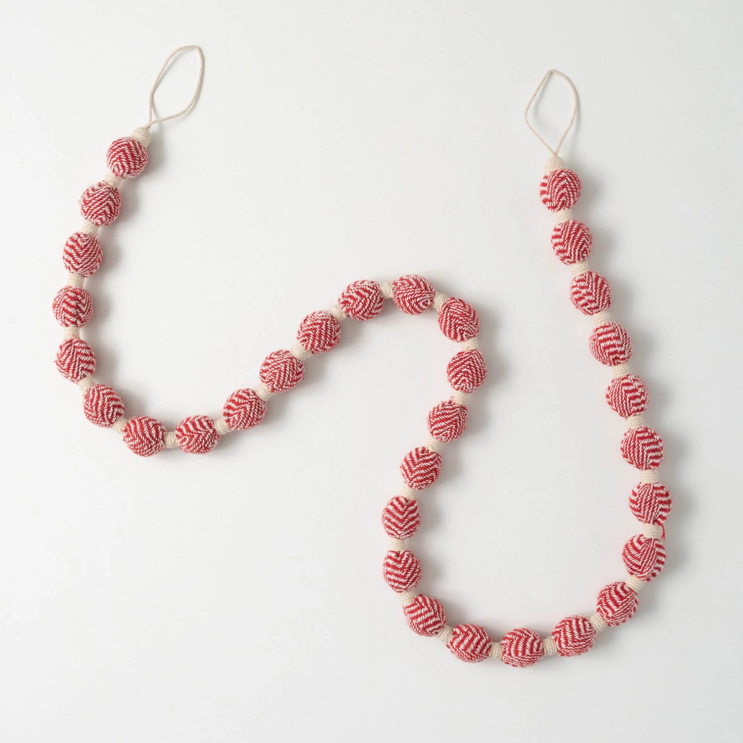 Red Herringbone Ball Garland