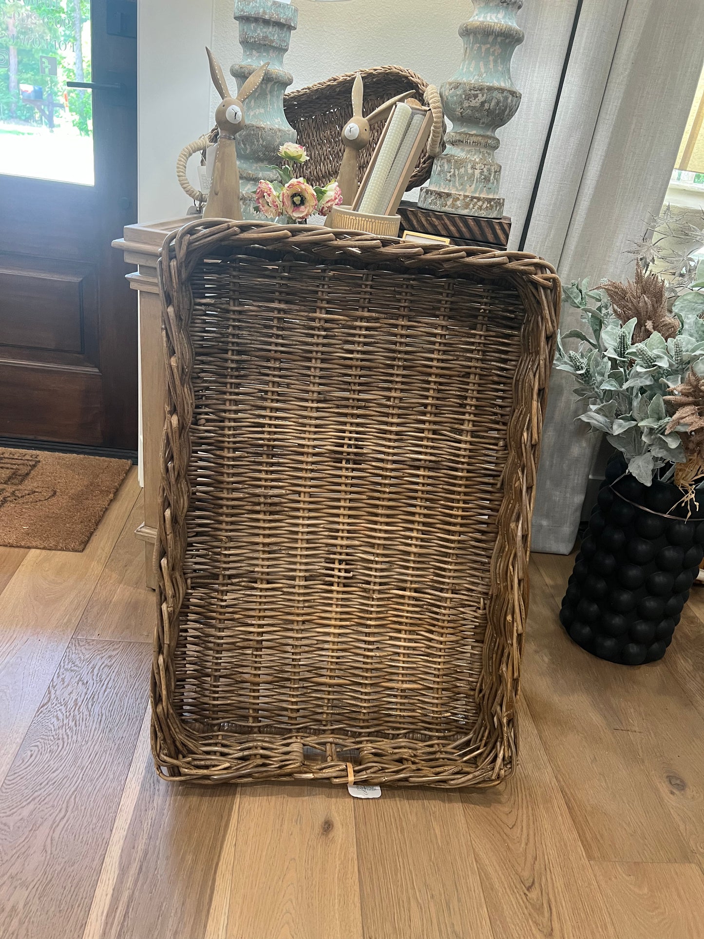 Large Footed Wicker Tray