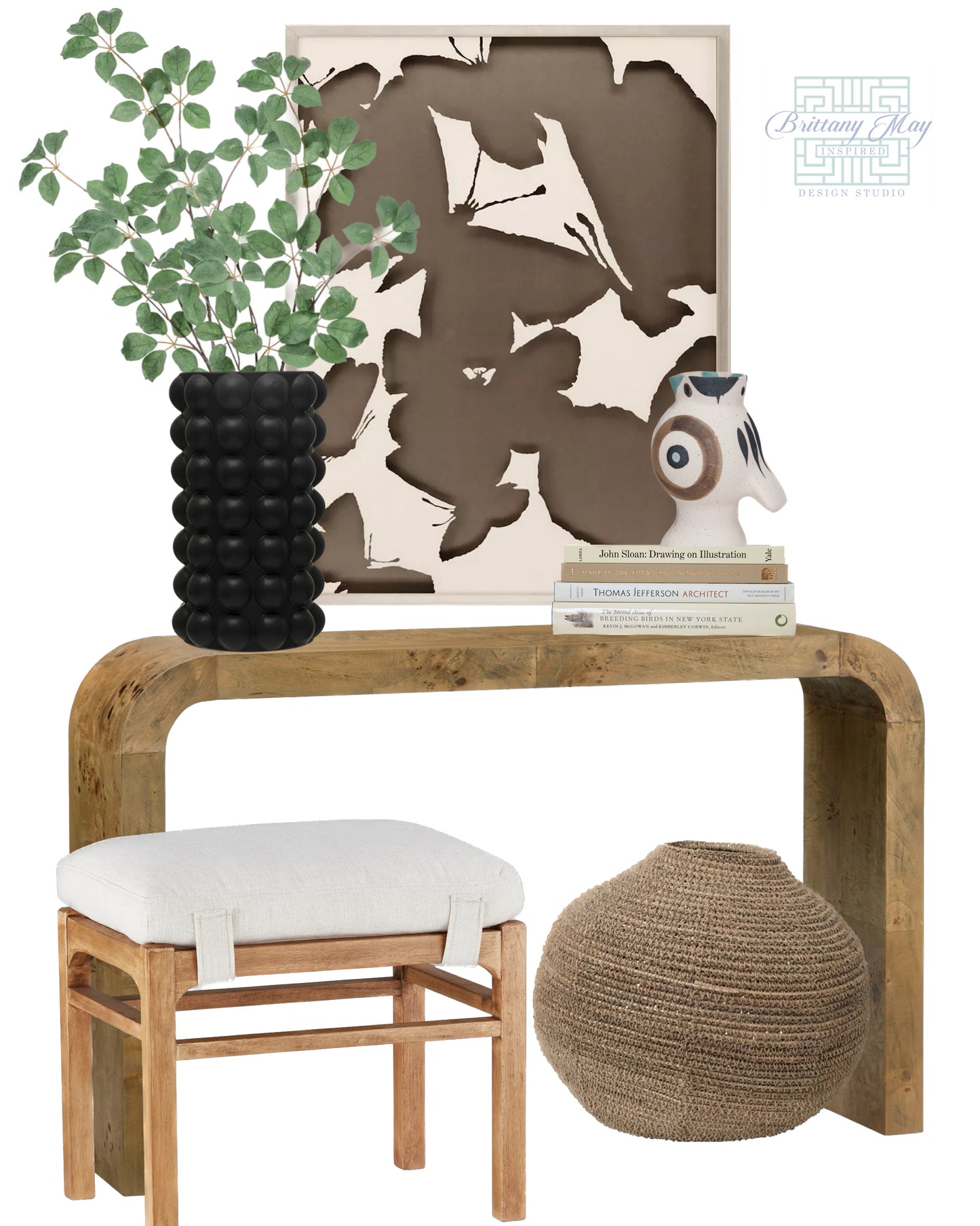 Burled wood console