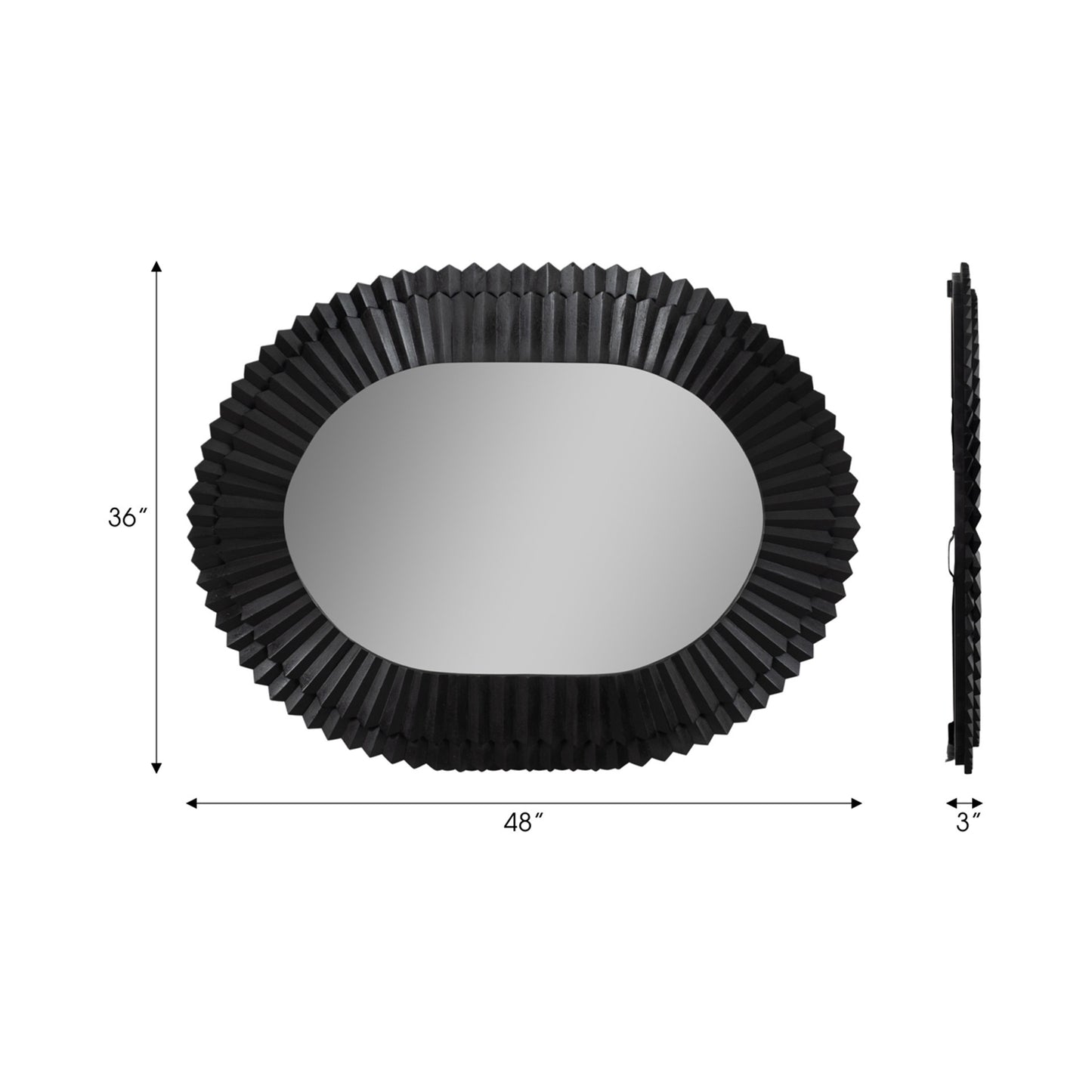 Black oval wall mirror