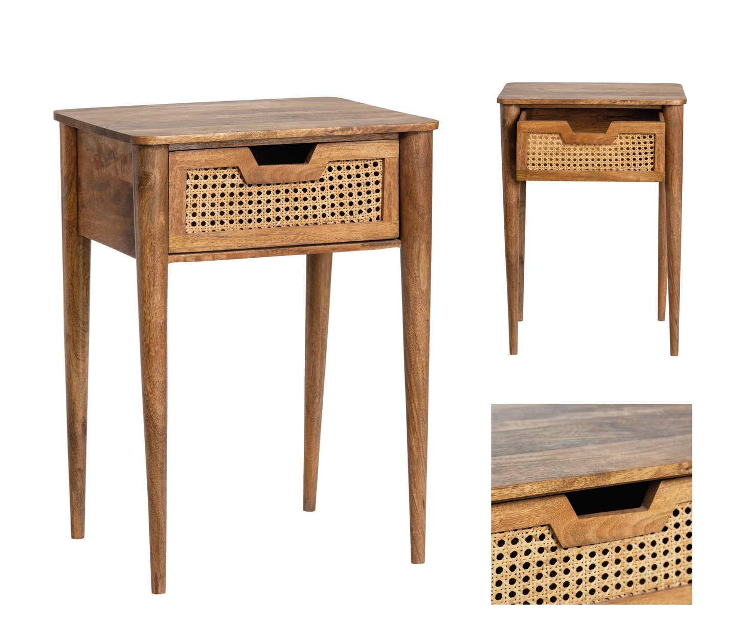 Cane Drawer Accent Table