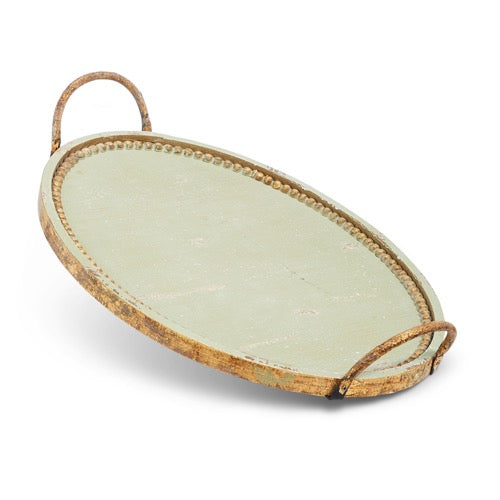 19" Oval antique green tray