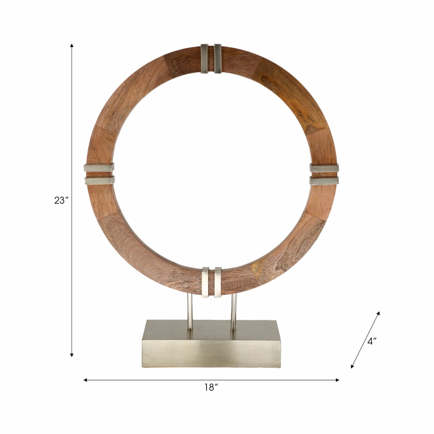 Wood & pewter finish ring statuary (Small)