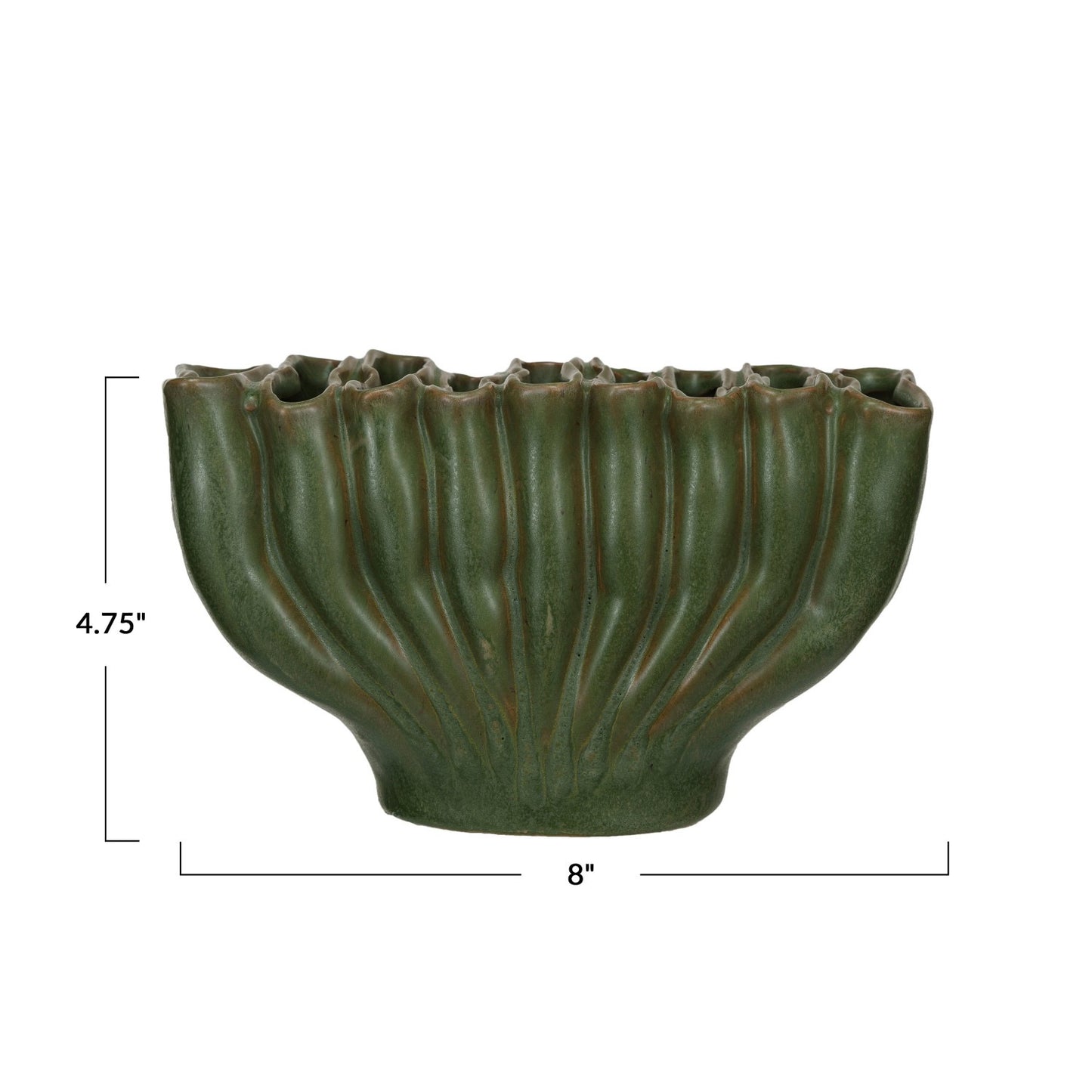 Green stoneware flower frog