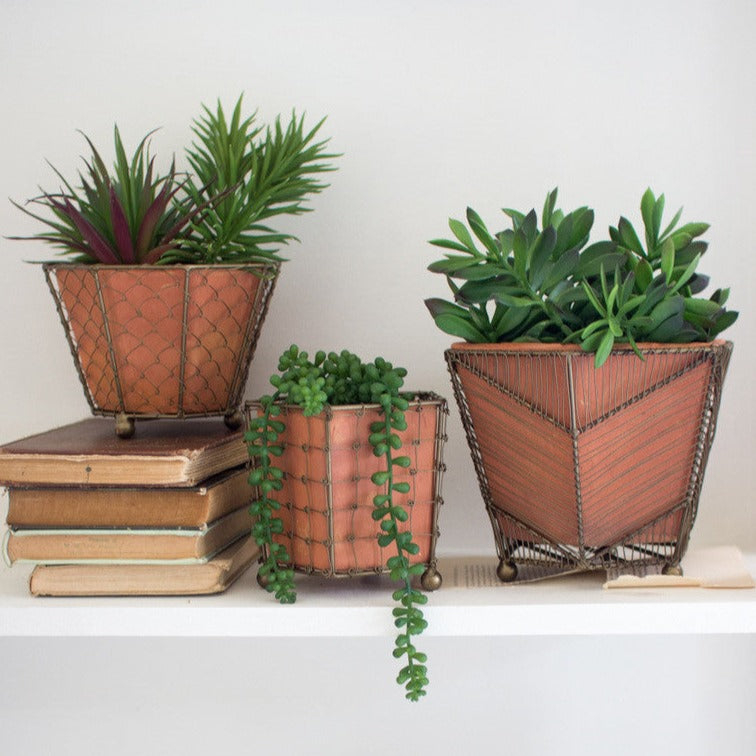 Brass & Terracotta Planter Large