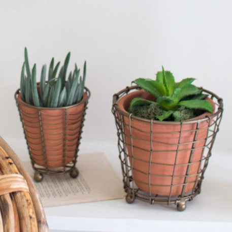 Brass & Terracotta Planter Medium
