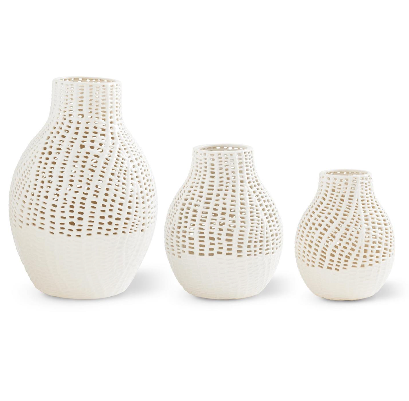 Ceramic Basket Weave Hurricane Vase