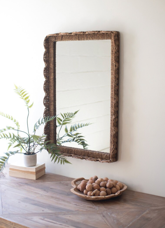 Rectangle Basket Framed Wall Mirror