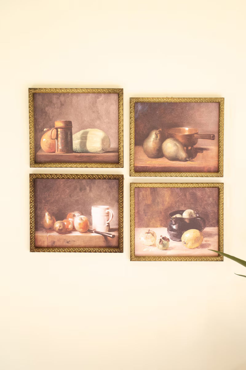 Set of four framed still-life prints