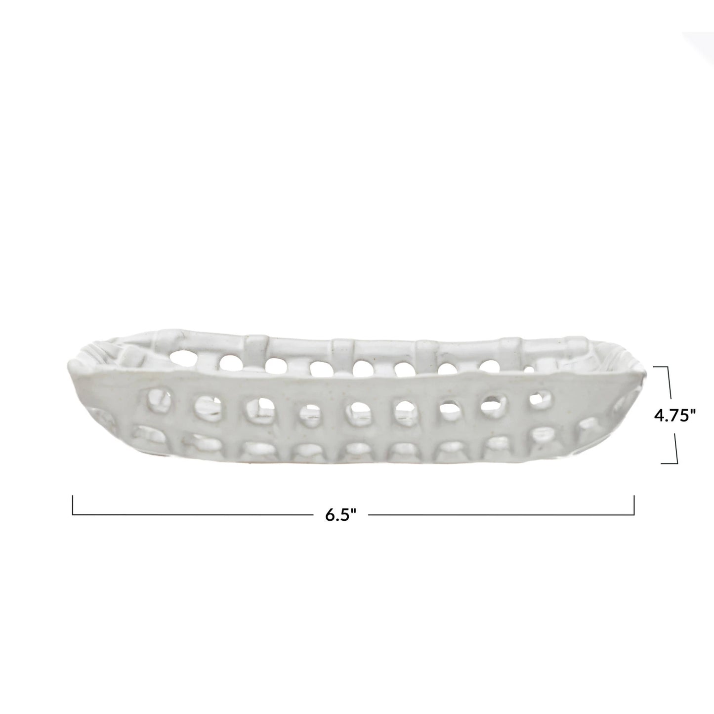 Handmade Stoneware Basket Dish, White