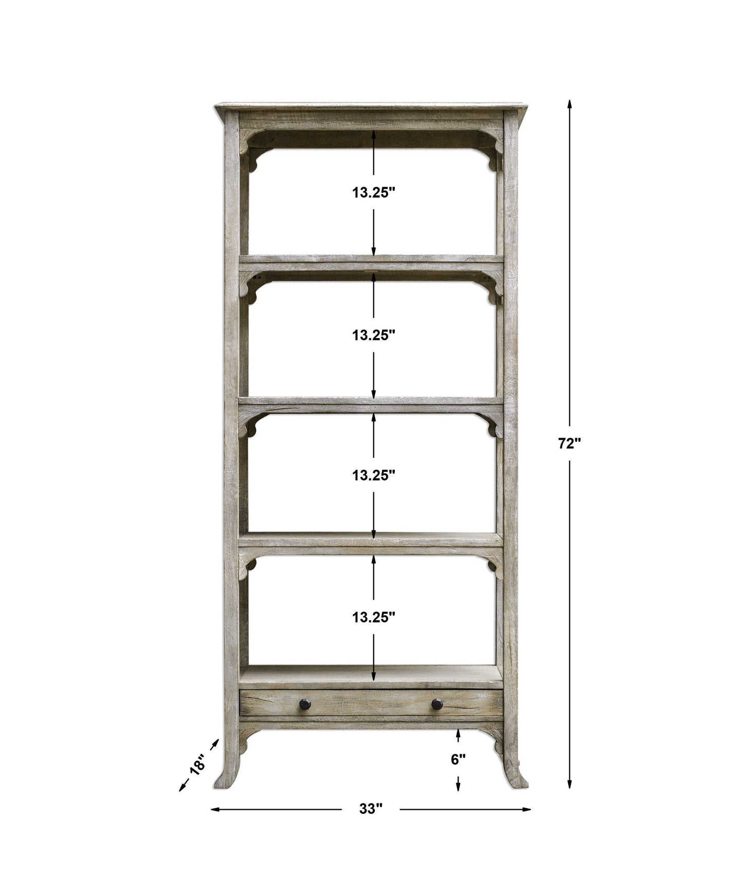 Whitewashed petite bookcase