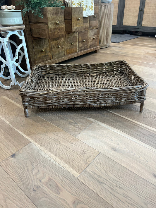 Large Footed Wicker Tray