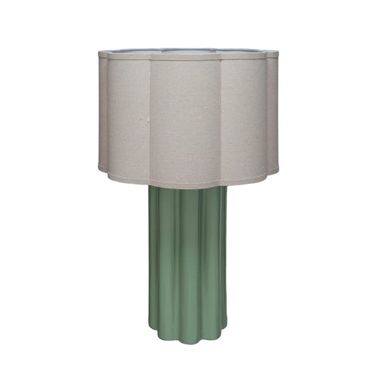 Green Lamp w Scalloped Shade