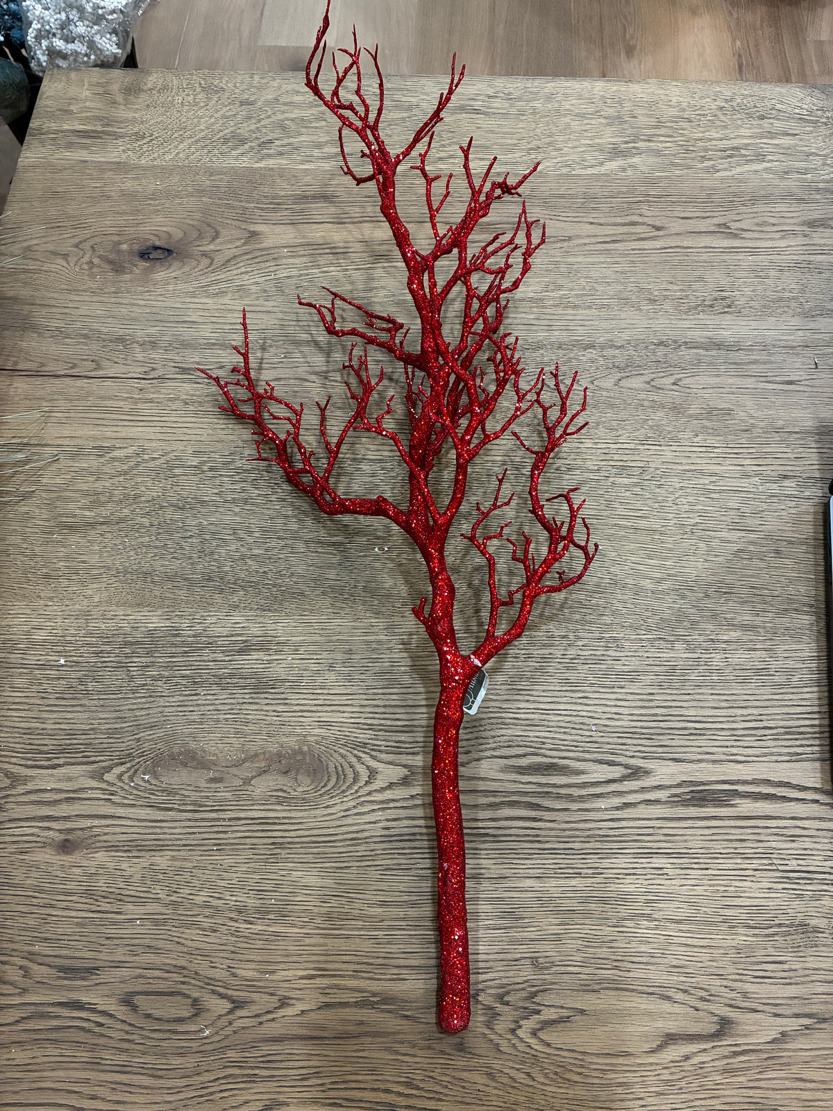 Red glitter twig spray