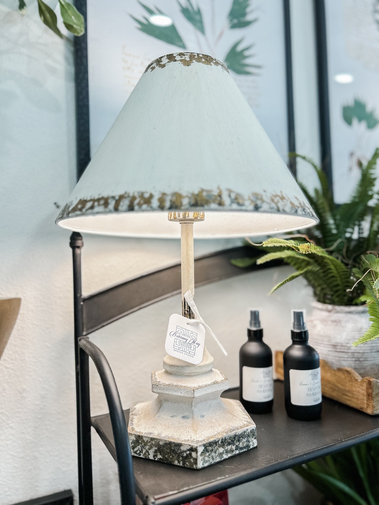Distressed Metal Shade Lamp