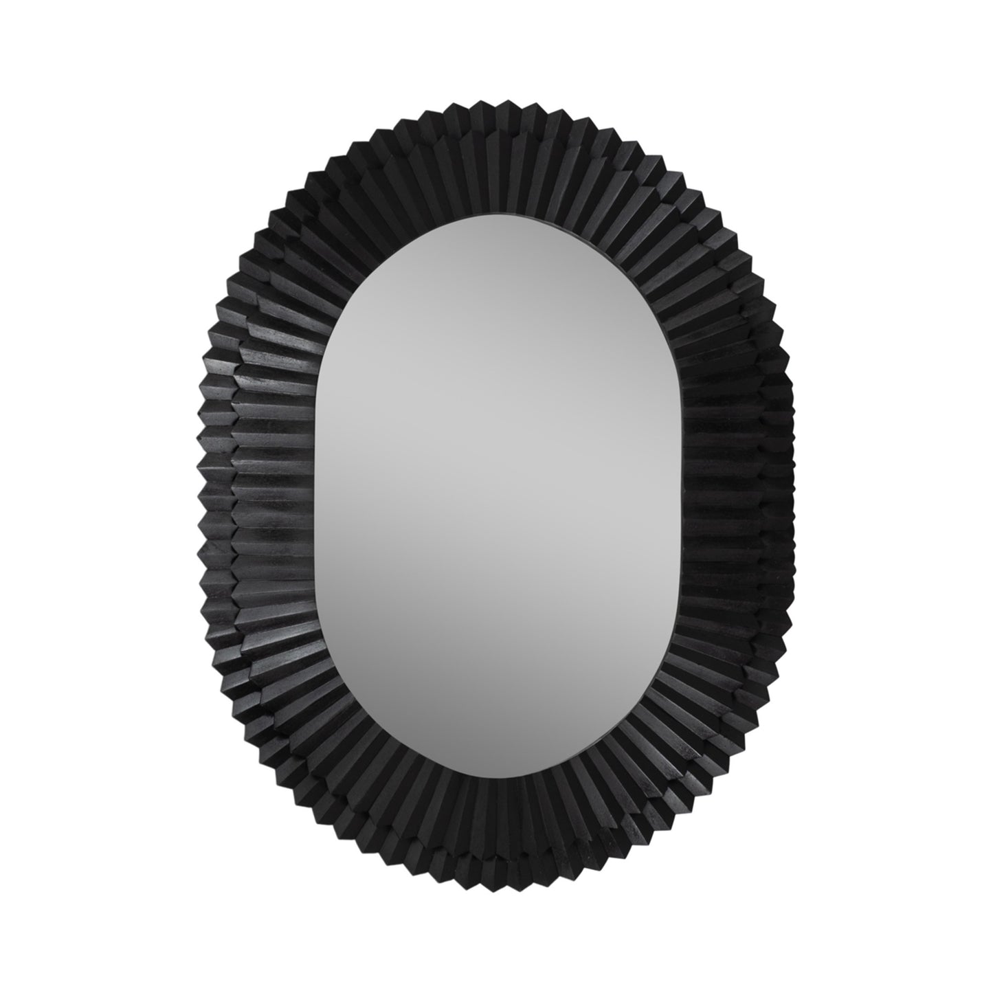 Black oval wall mirror