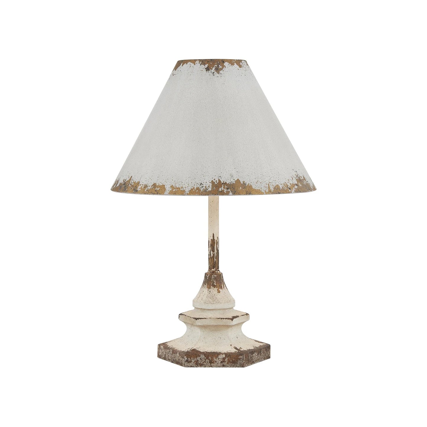 Distressed metal shade lamp