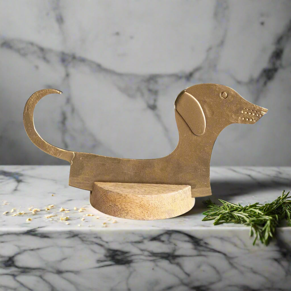 Hand-Forged Metal Cheese Knife with Wood Stand