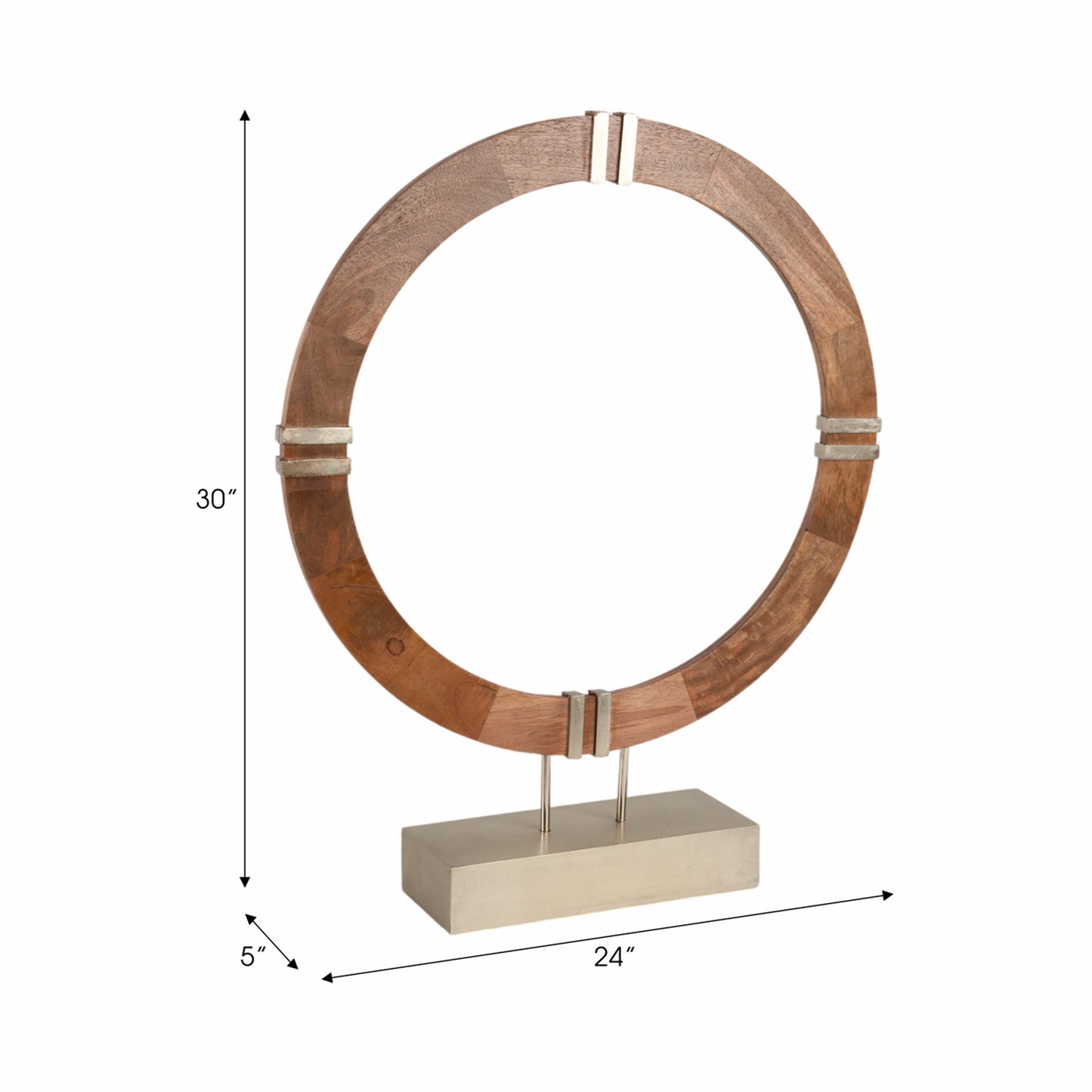 Wood & pewter finish ring statuary (Large)