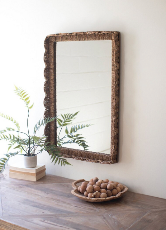 Rectangle Basket Framed Wall Mirror
