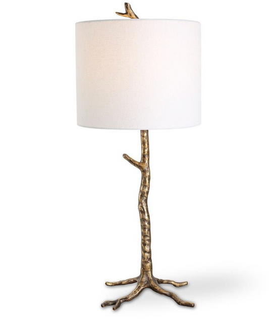 Rustic Tree Table Lamp- Gold