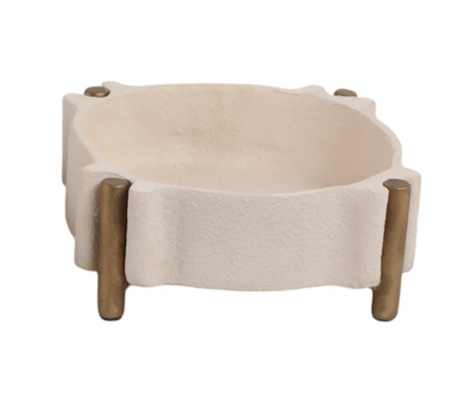 Tan bowl in brass stand