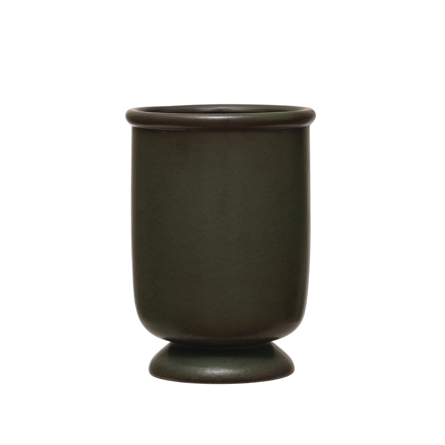 6-1/2" Round x 8-3/4"H Stoneware Vase, Reactive Glaze, Green (Each One Will Vary)