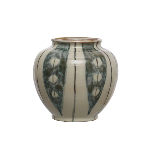 Hand-Painted Stoneware Vase