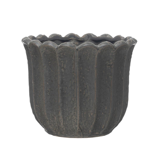 Black Stoneware Flower Pot