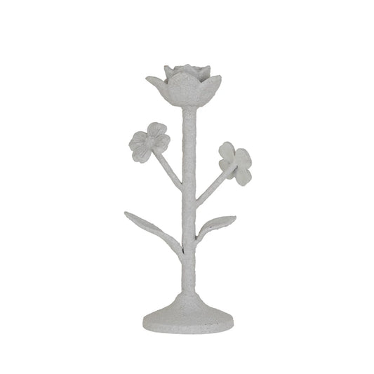 Cast Iron Flower Taper Holder w/ Flowers