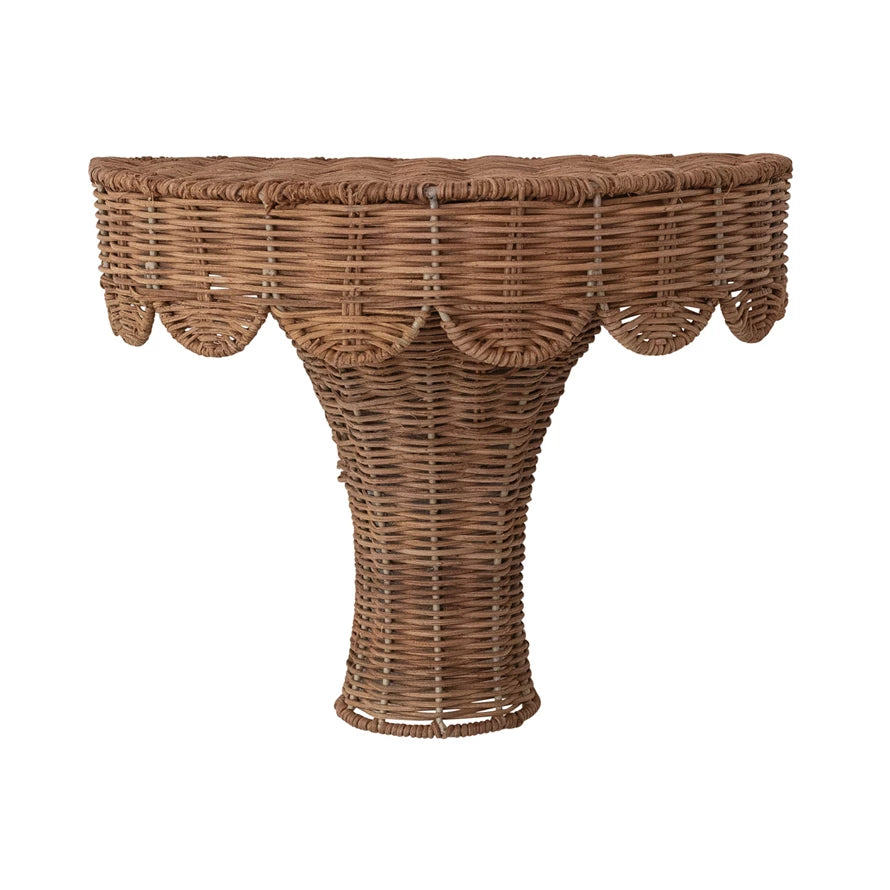 Scalloped Rattan Wall Sconce Shelf
