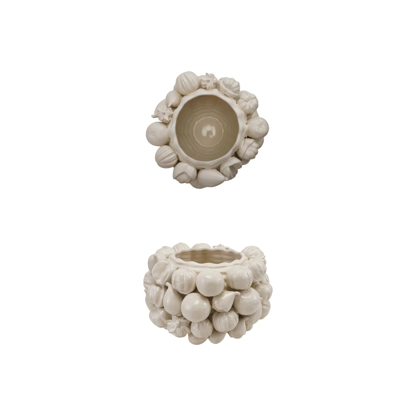 Stoneware Planter with 3D Fruit