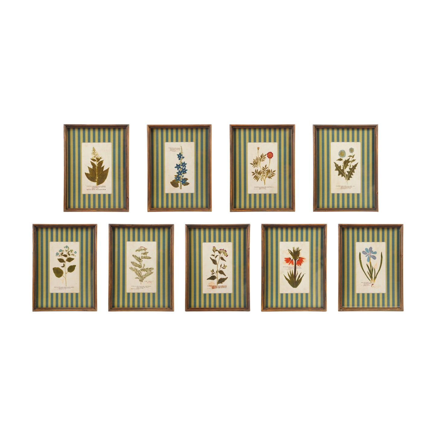 Wood Framed Glass Wall Decor with Striped Mat, 9 Styles
