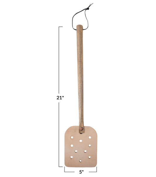 Leather & Wood Fly Swatter